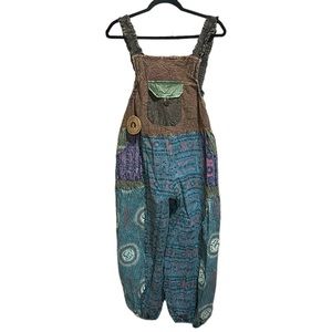 Kala Imports Patchwork Hippy Jumpsuit / Overalls Handmade in Nepal One Size NEW